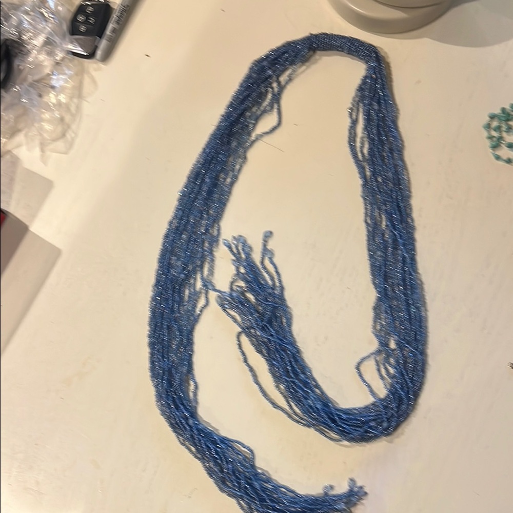 Blue Beaded scarf Necklace
